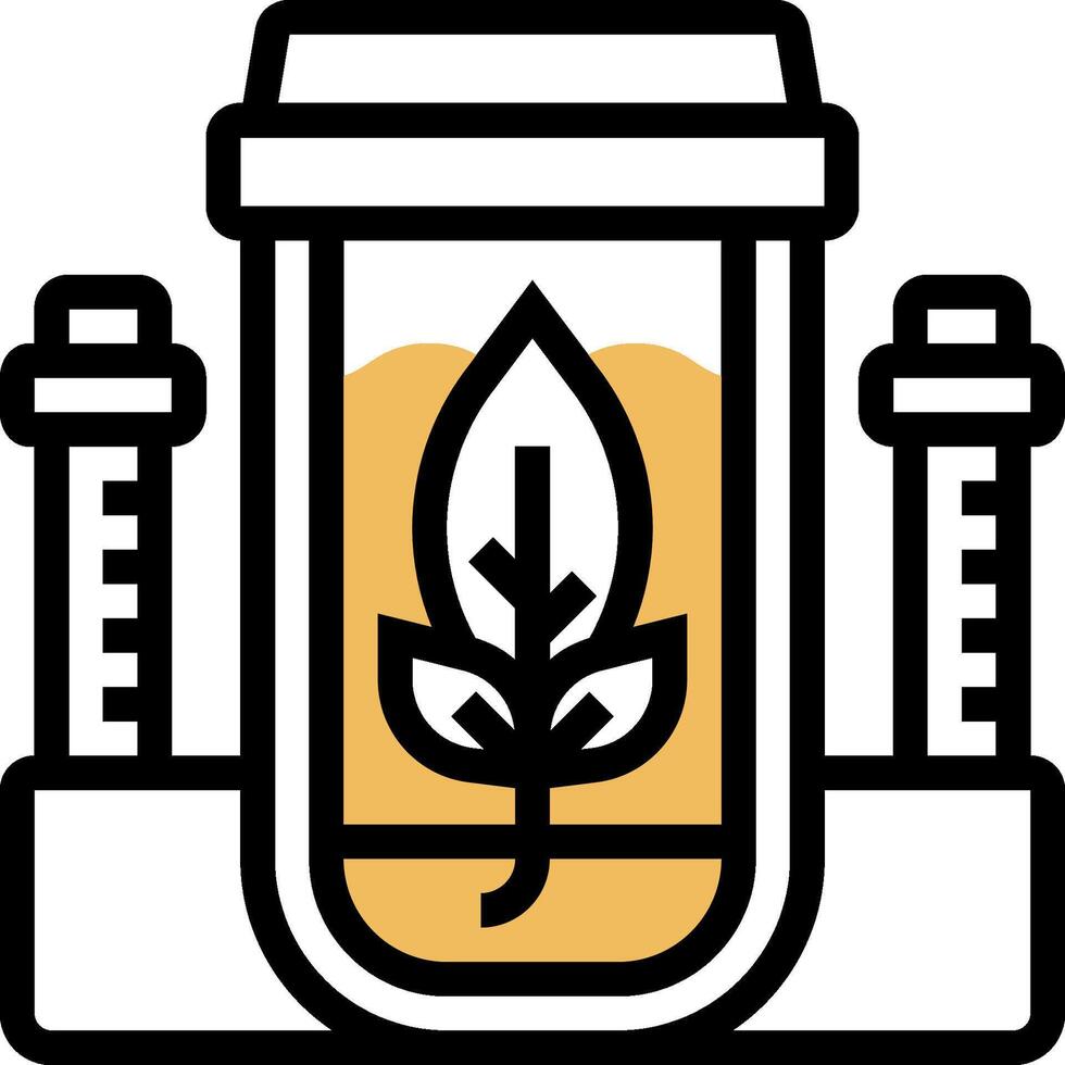 A jar with a leaf in it and two tubes vector