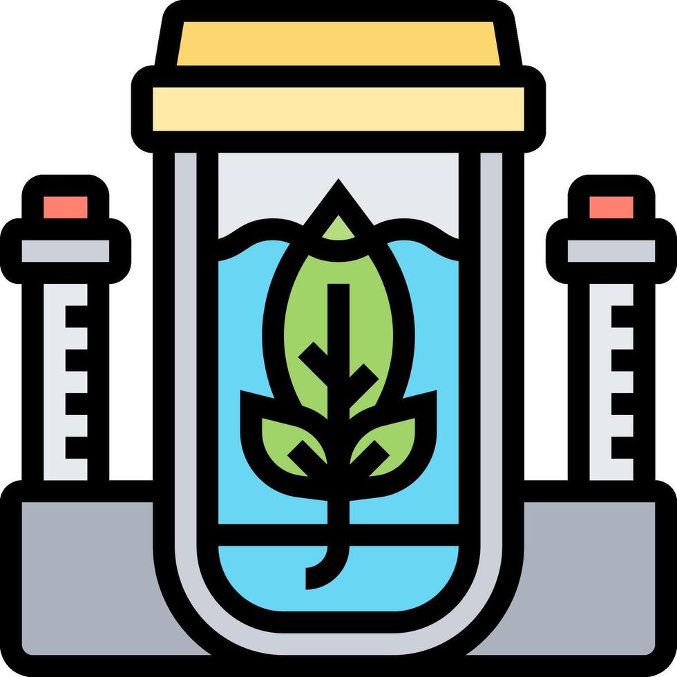 A plant in a glass container with water and two pipes vector