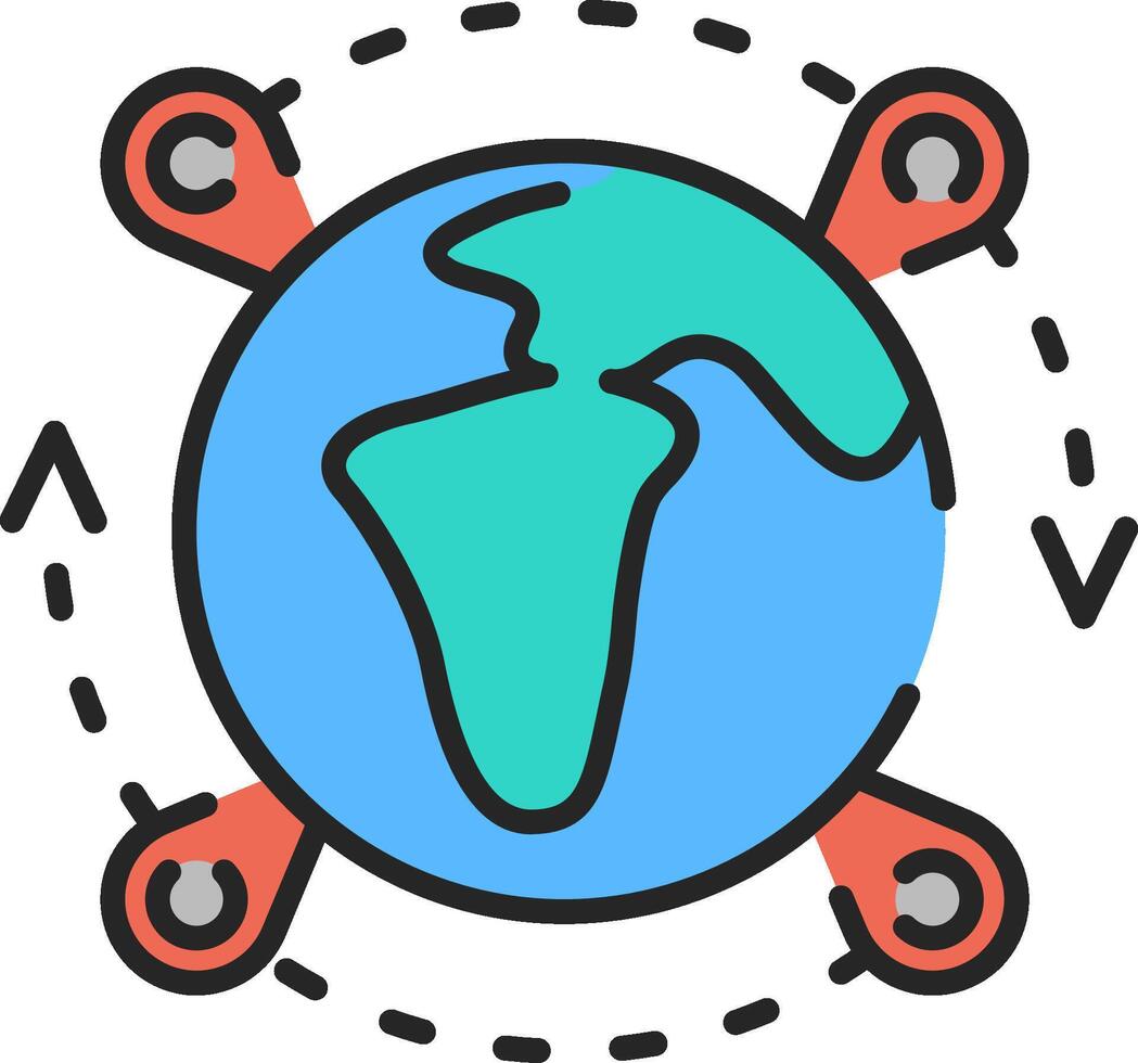 A globe with four arrows around it vector
