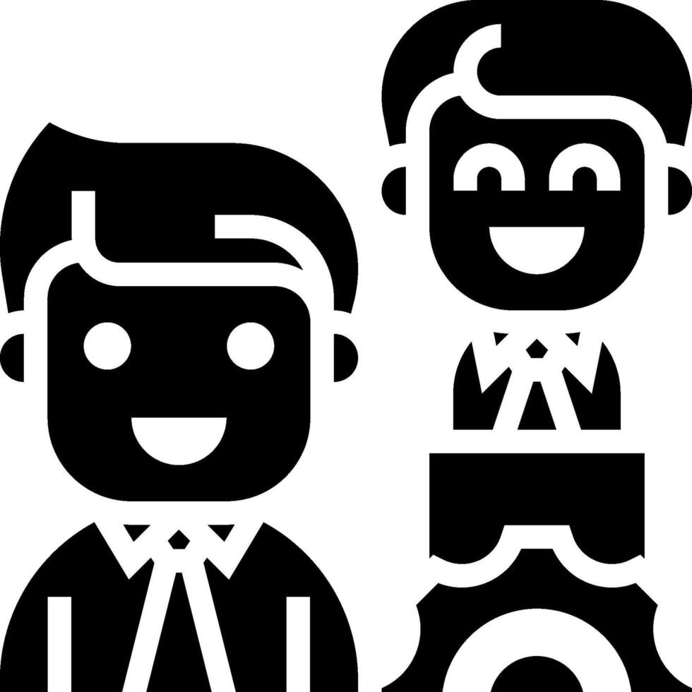 Two men in suits standing next to a clock vector