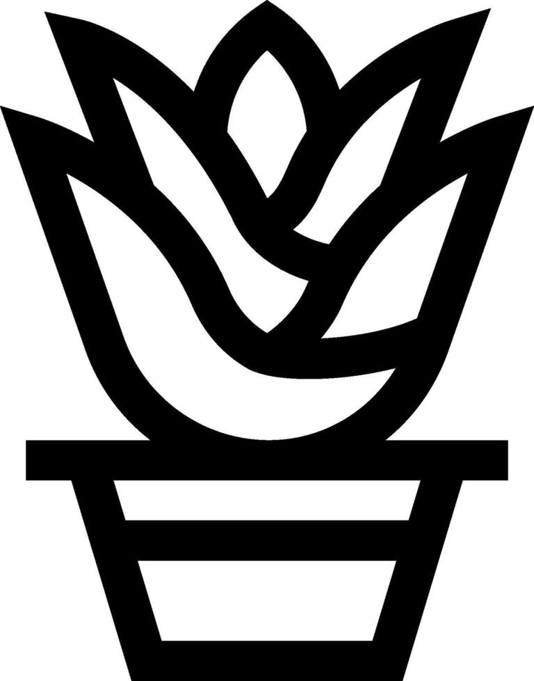 A black and white image of a plant in a pot vector