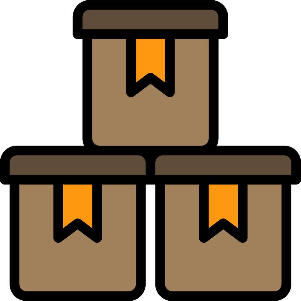 Three boxes with orange ribbons on them vector