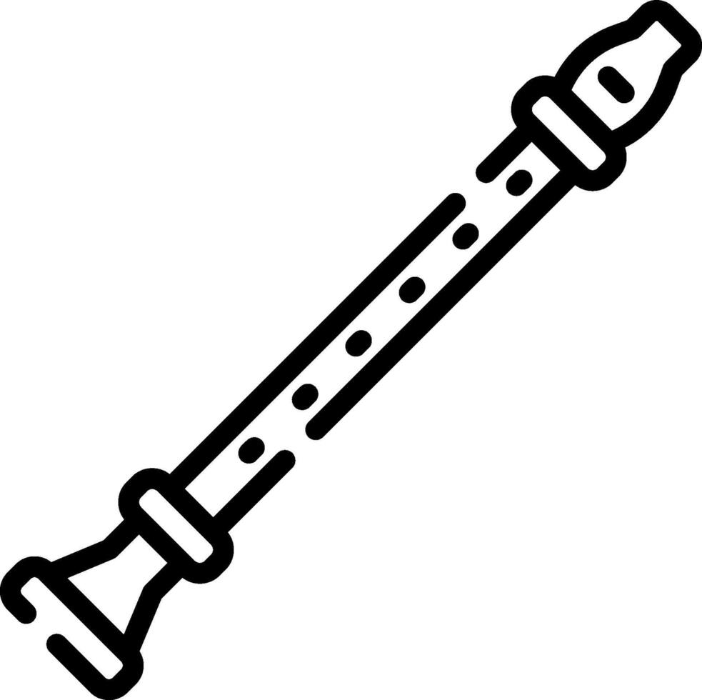 A black and white drawing of a flute vector