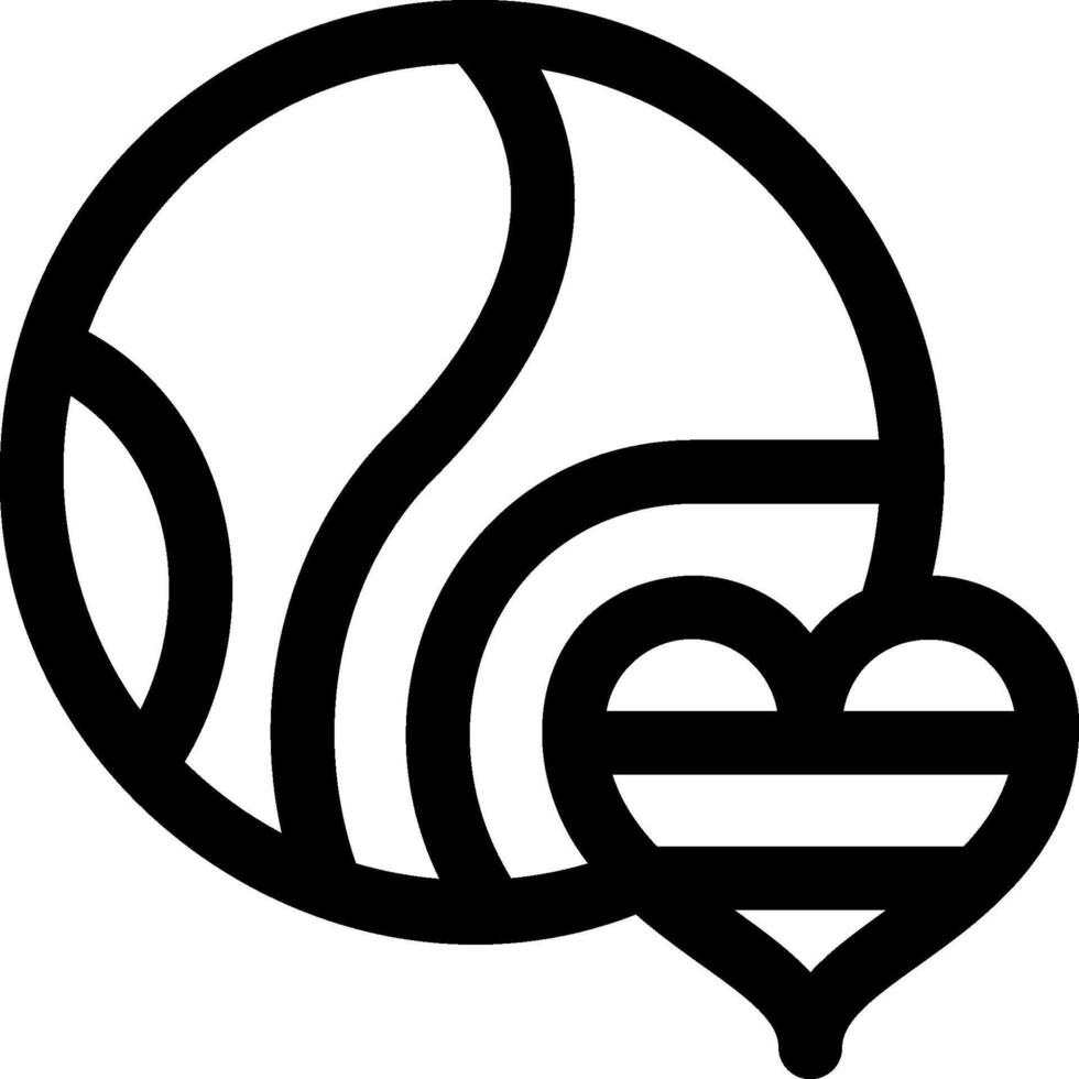 A black and white logo with a heart and a ball vector