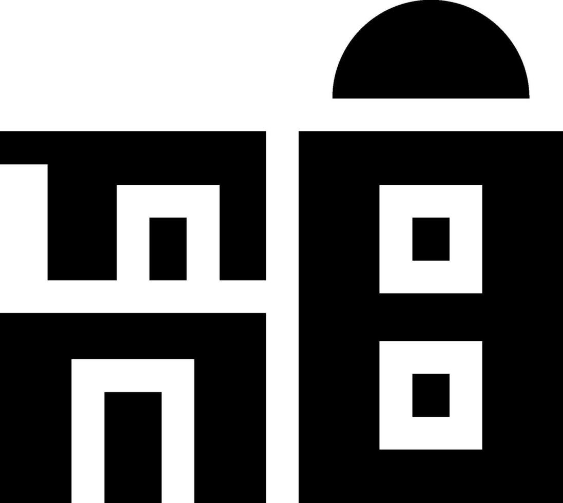 A black and white logo of a building vector