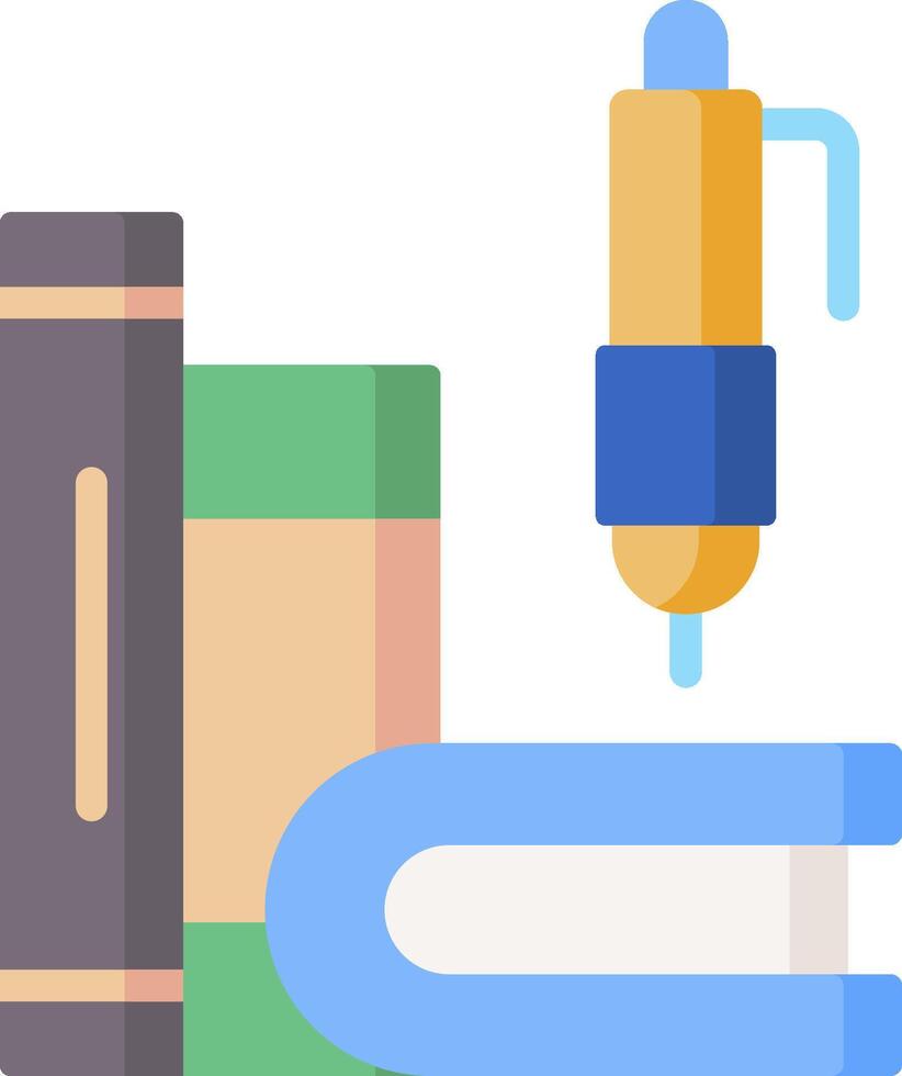 A pen and books are sitting on top of a white background vector