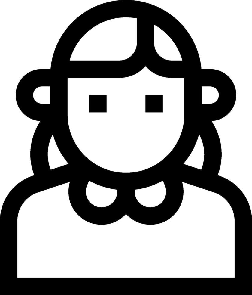 A black and white icon of a woman vector