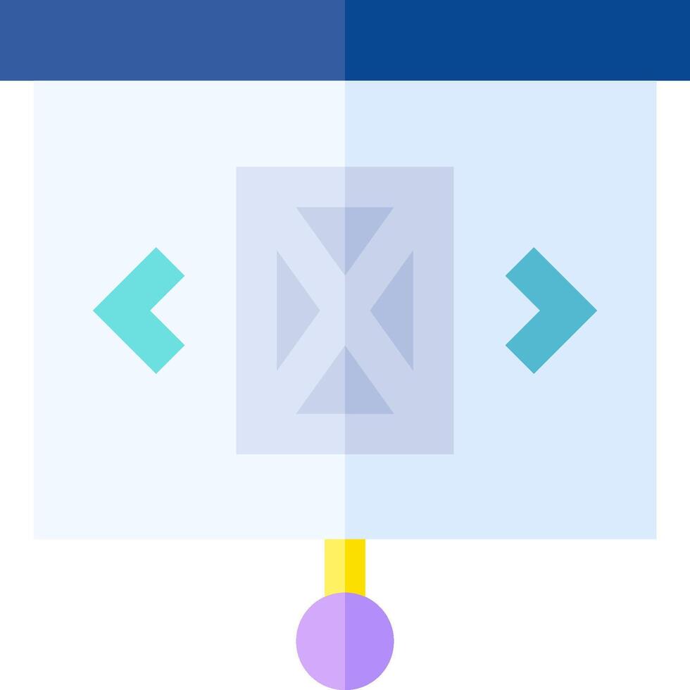 A blue and white square with a blue arrow pointing to it vector