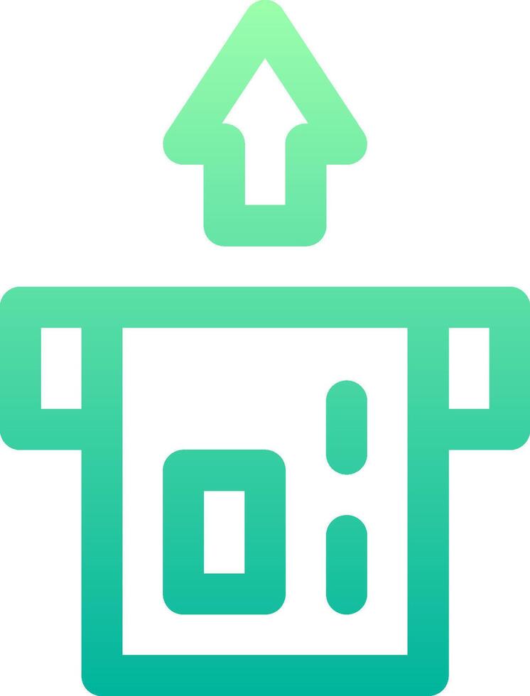 A green and white icon with a green arrow pointing up vector