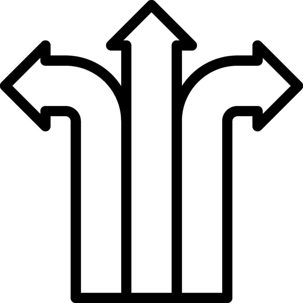 A black and white image of three arrows pointing in different directions vector