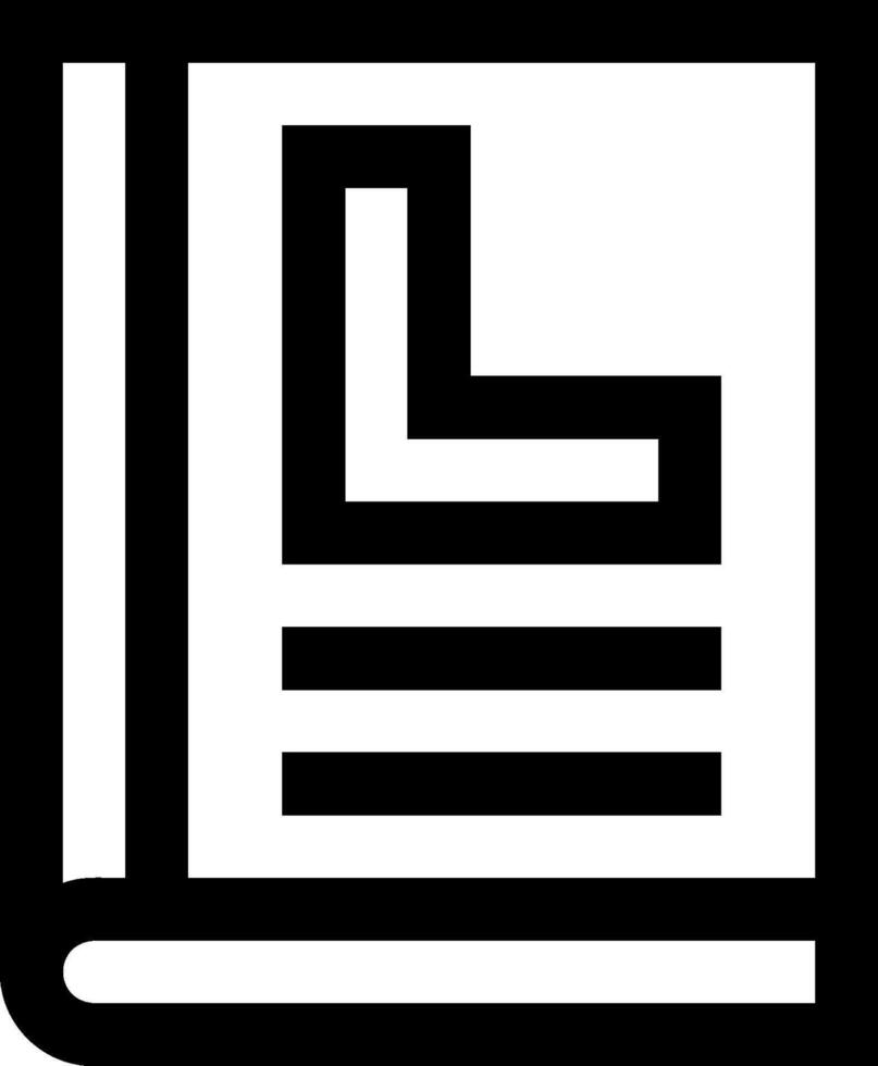 A black and white icon of a book vector
