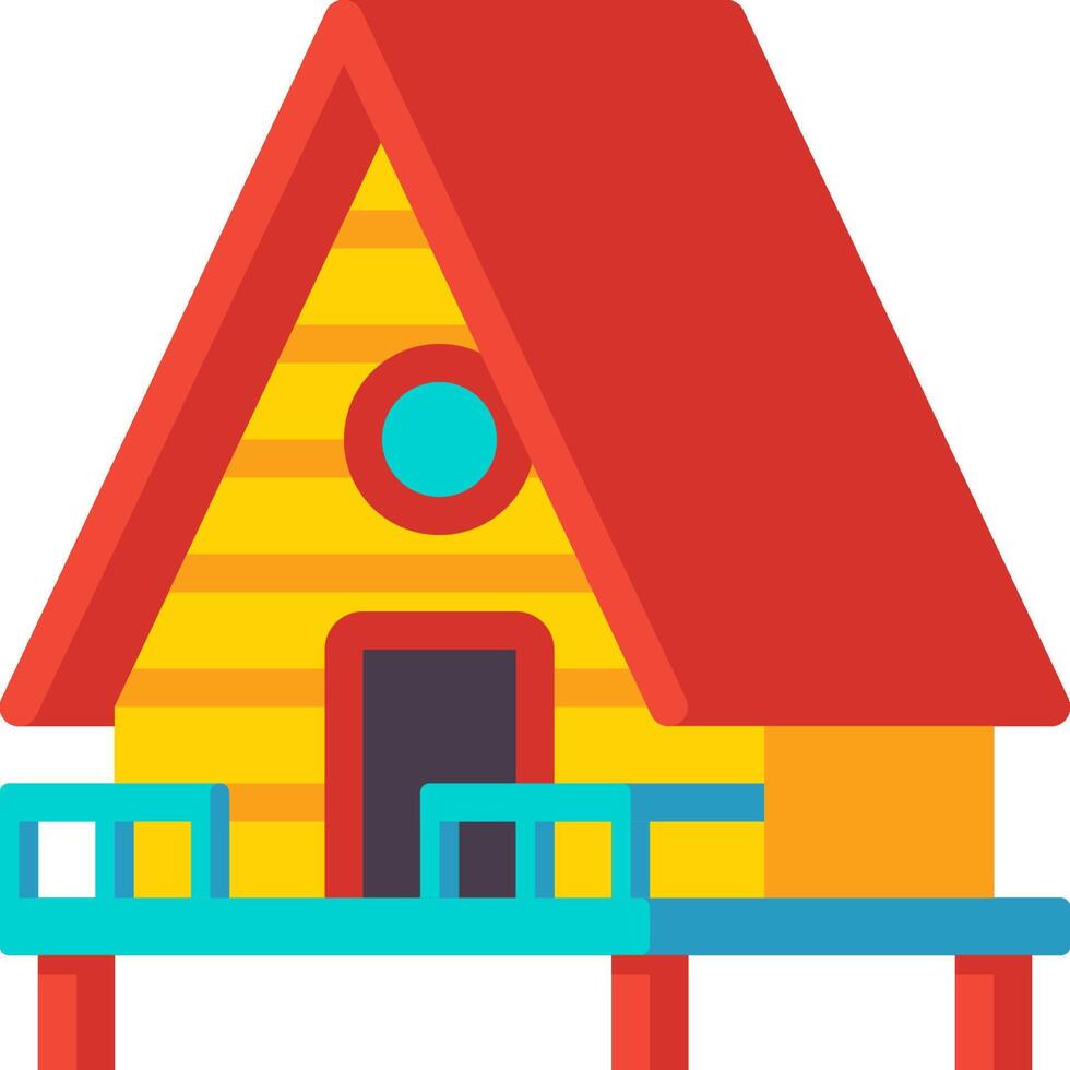 A small house with a red roof and a blue door vector