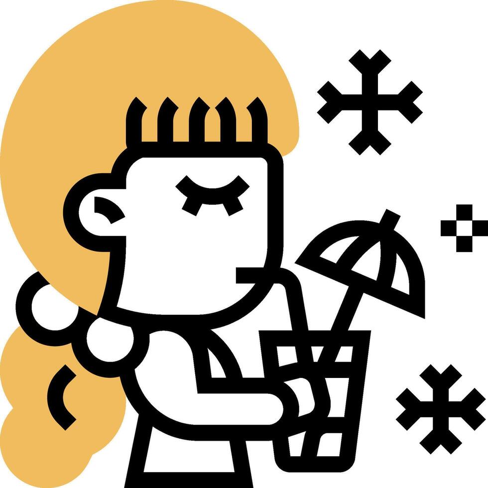 A girl drinking a drink with an umbrella vector