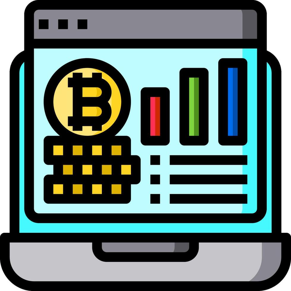 Bitcoin chart icon vector