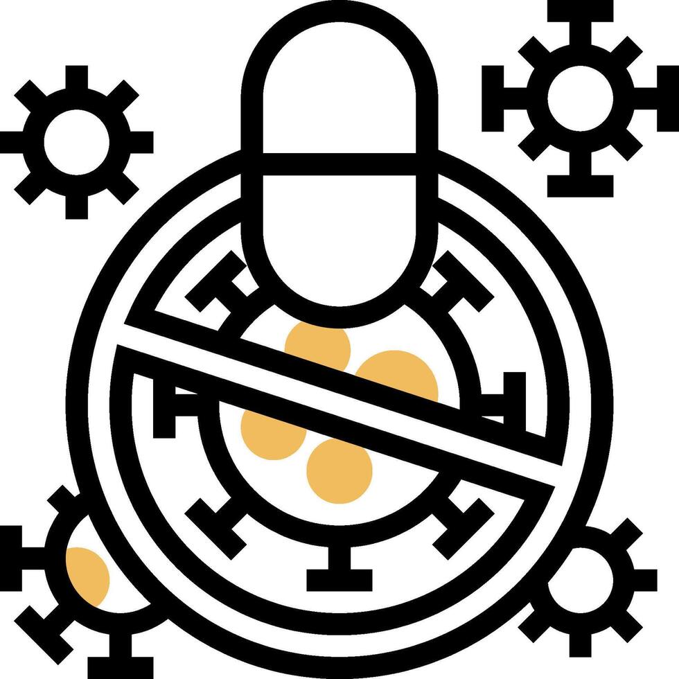 A black and white image of a pill with gears around it vector