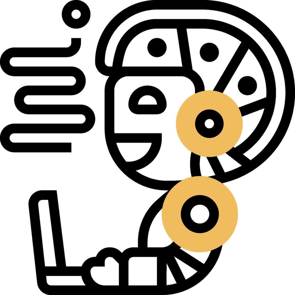 A person with a laptop and a yellow dot vector