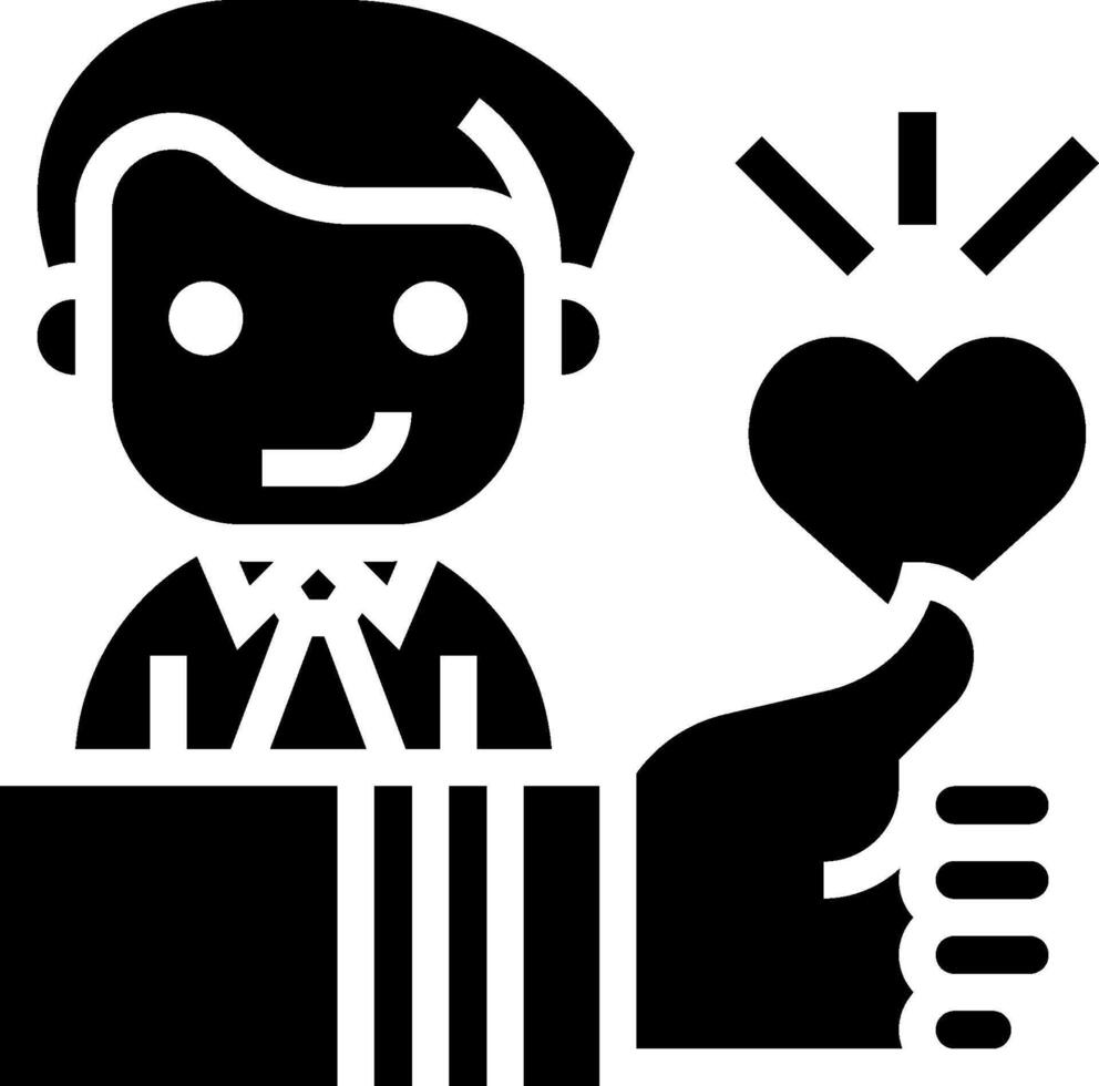 A man with a heart and thumbs up icon vector