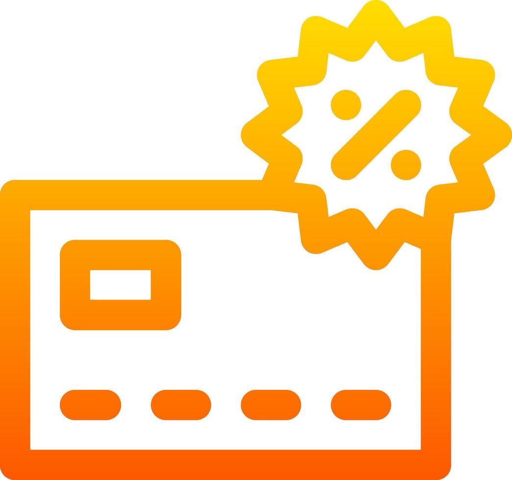 A credit card with a star and a percentage sign vector