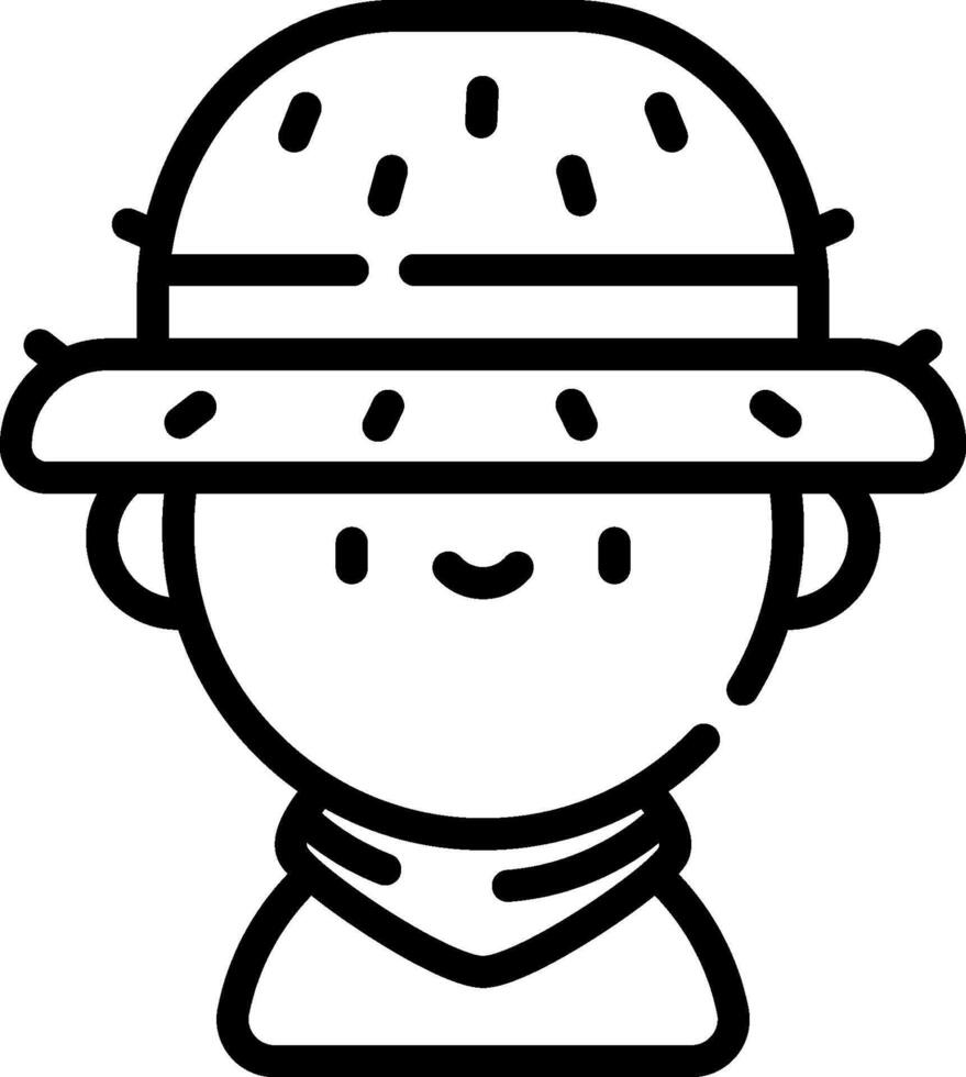 A black and white illustration of a man wearing a hat vector