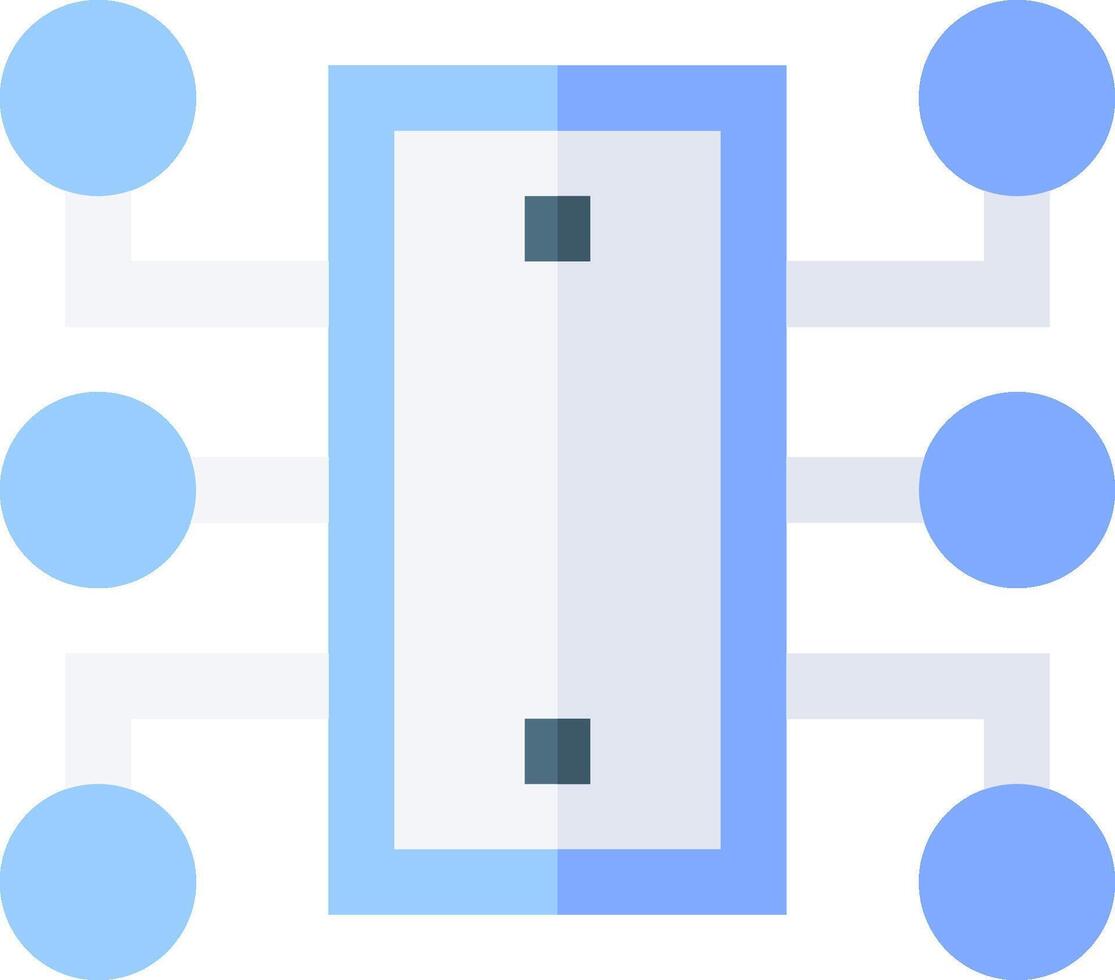 A blue and white square with four circles around it vector