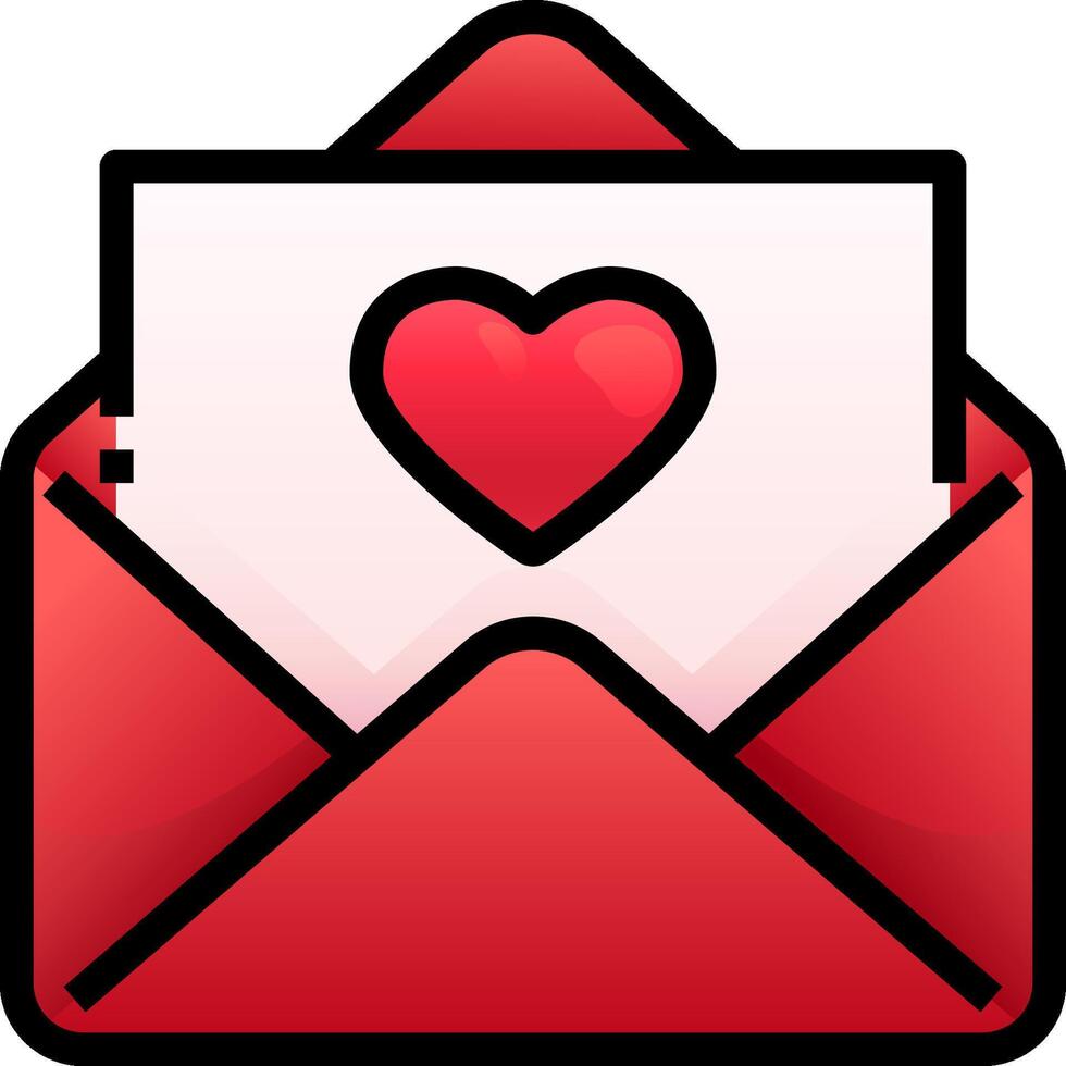 An open envelope with a heart inside vector