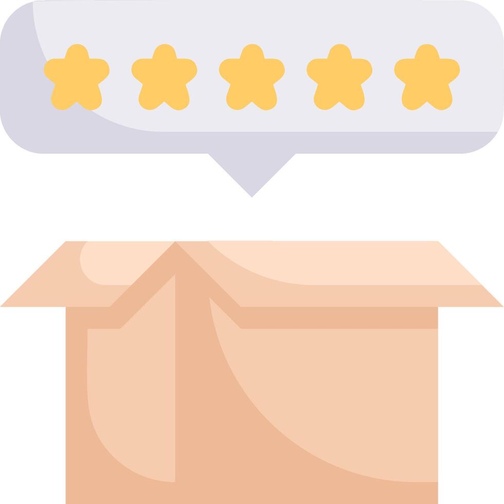 A box with five stars on it and a speech bubble vector
