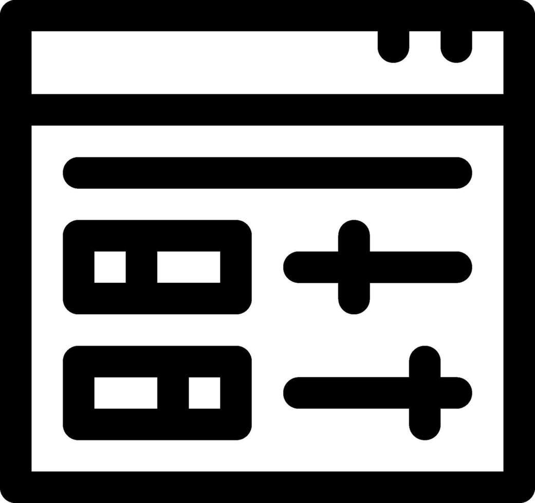 A black and white icon of a calculator vector