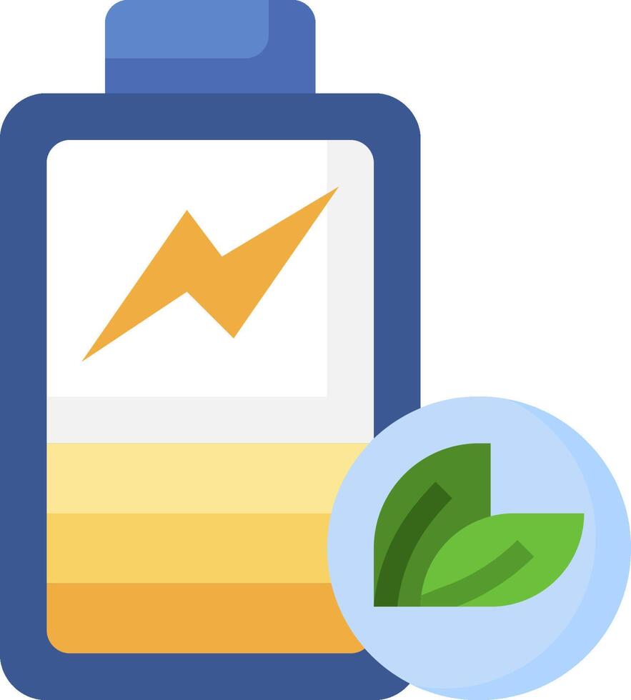 Battery icon with green leaf vector