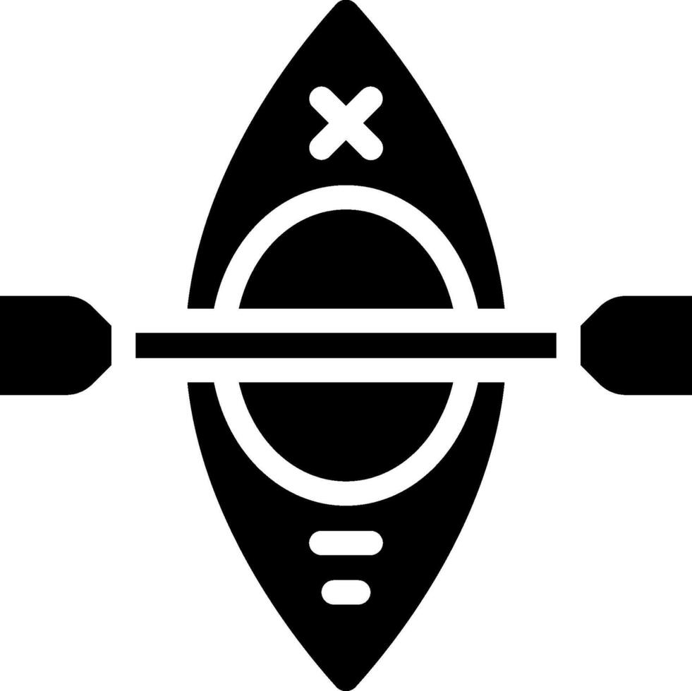 A black and white canoe with paddles on it vector