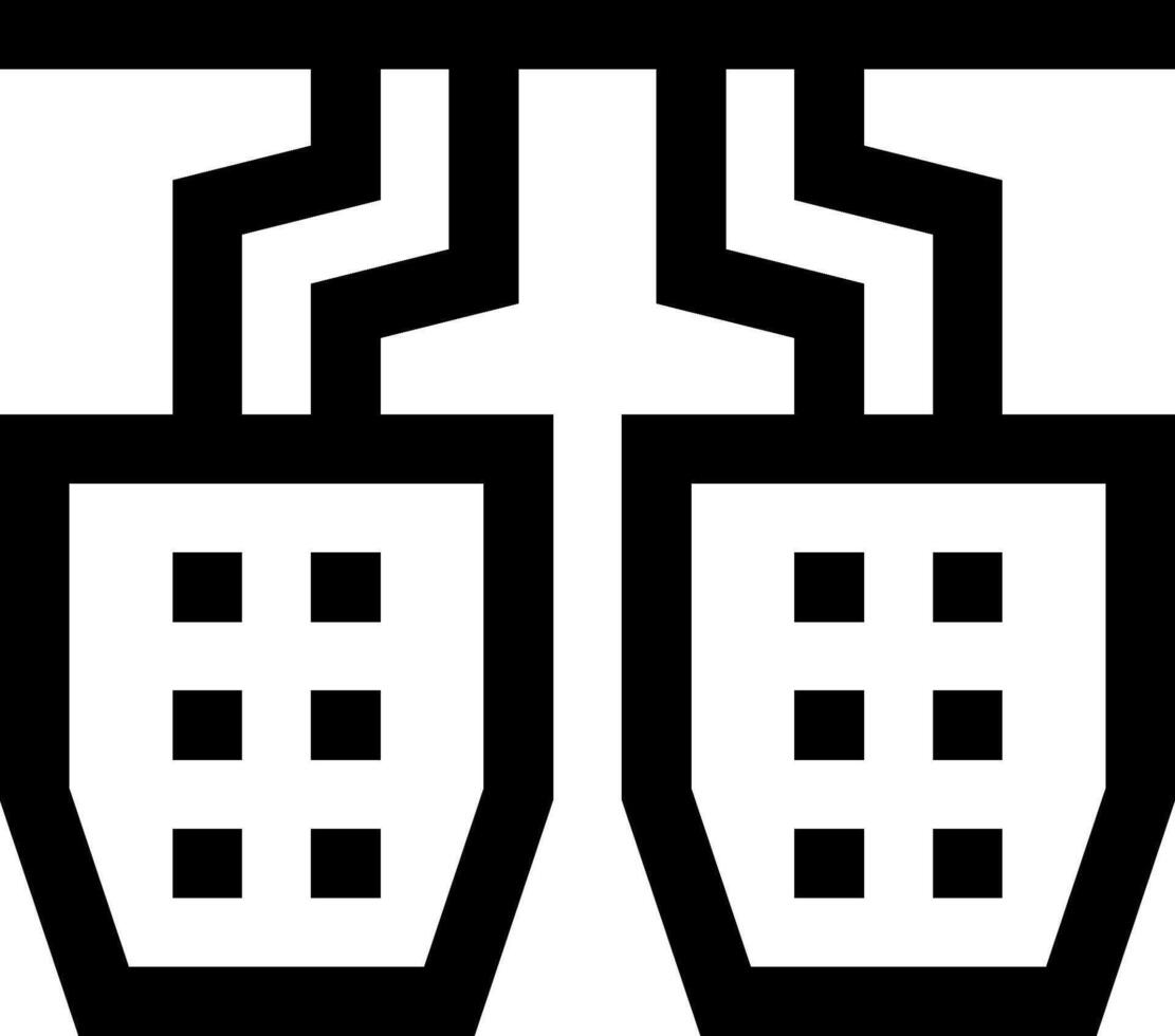 Two buildings with a tower in the middle vector
