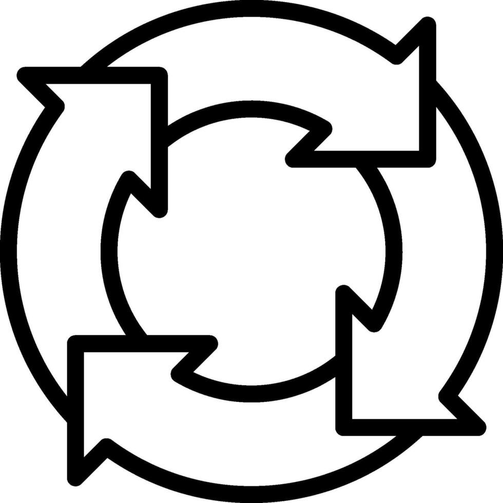 A circular arrow symbol with arrows pointing in different directions vector