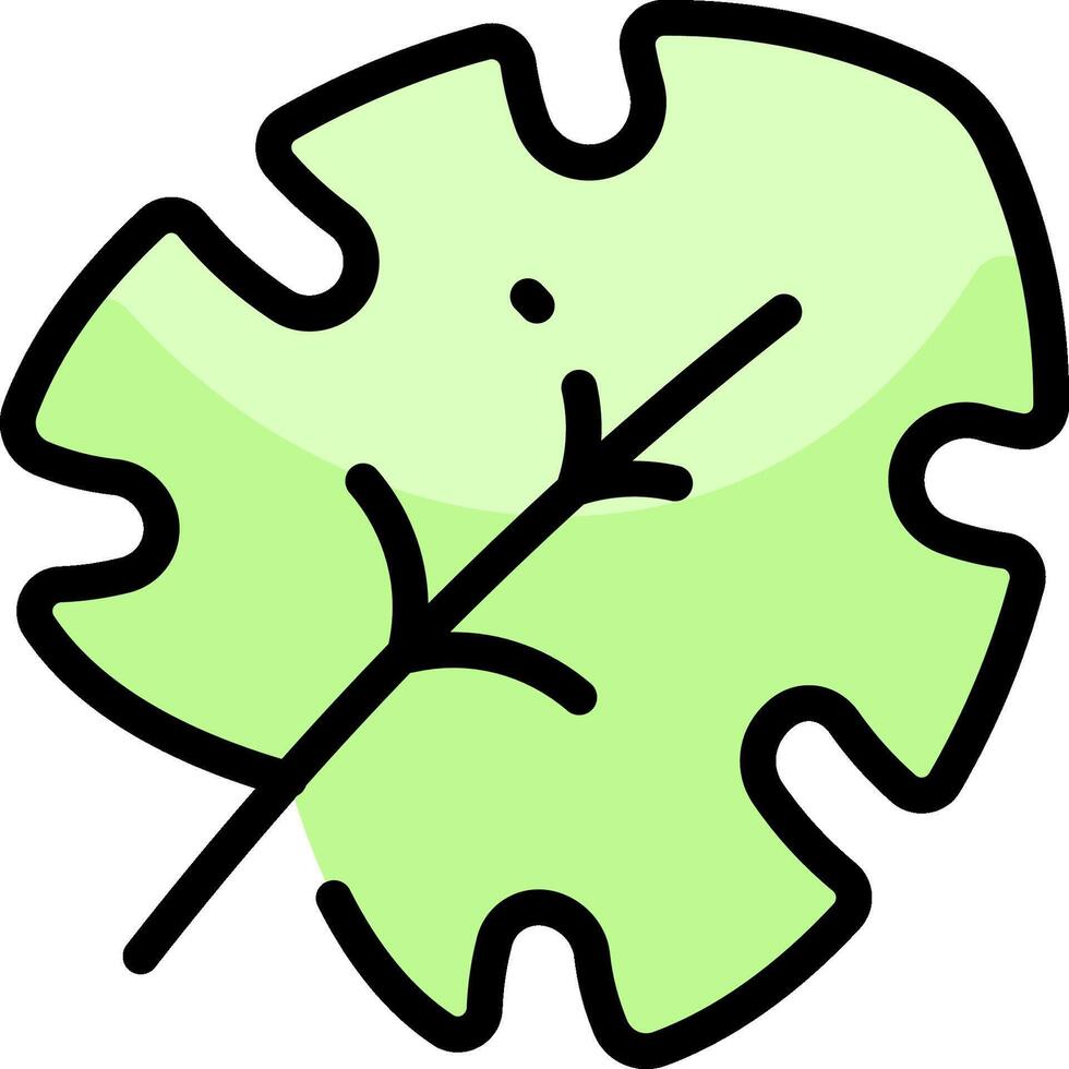 A cartoon green leaf with a black outline vector