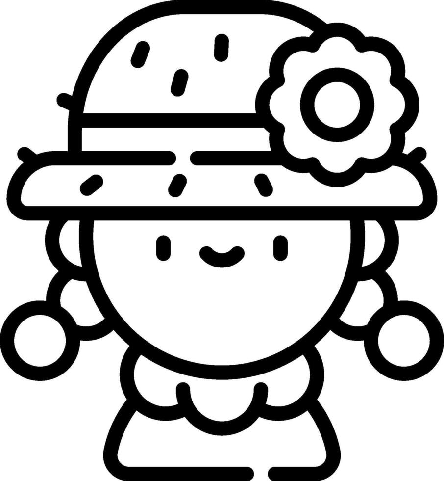 A girl wearing a hat and a flower vector