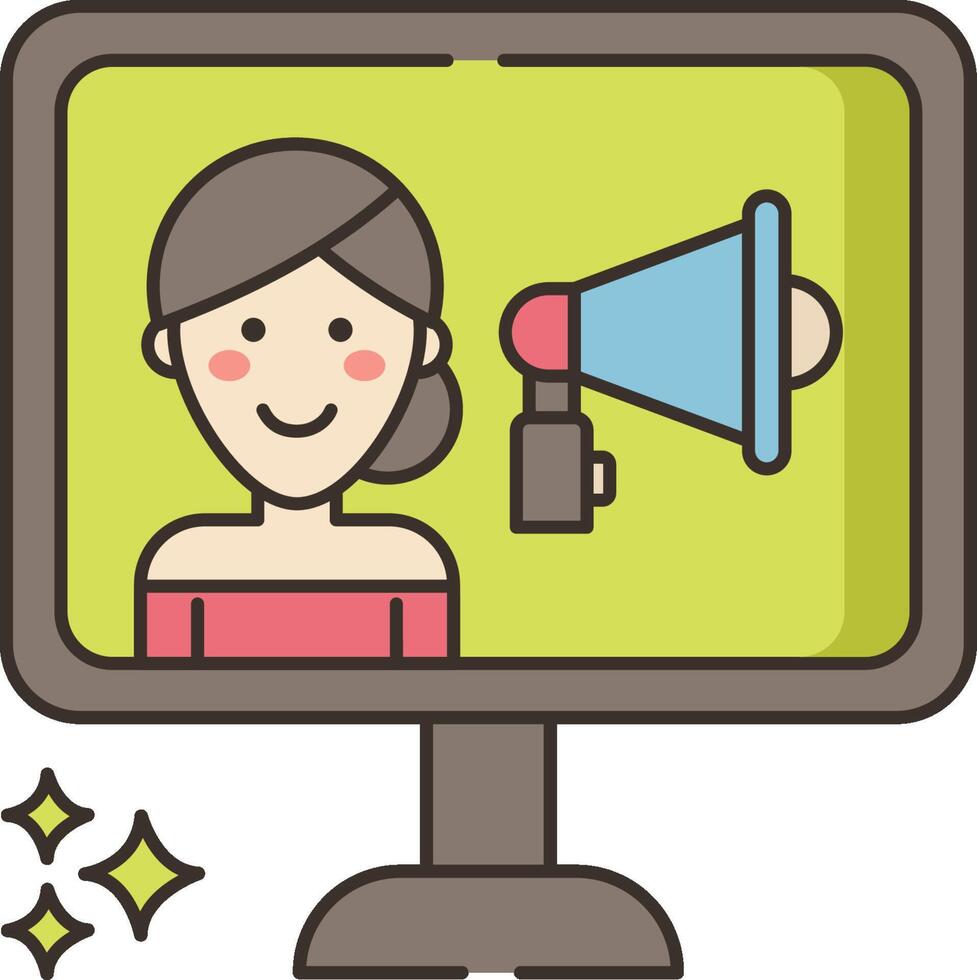 A woman is holding a megaphone on a computer screen vector