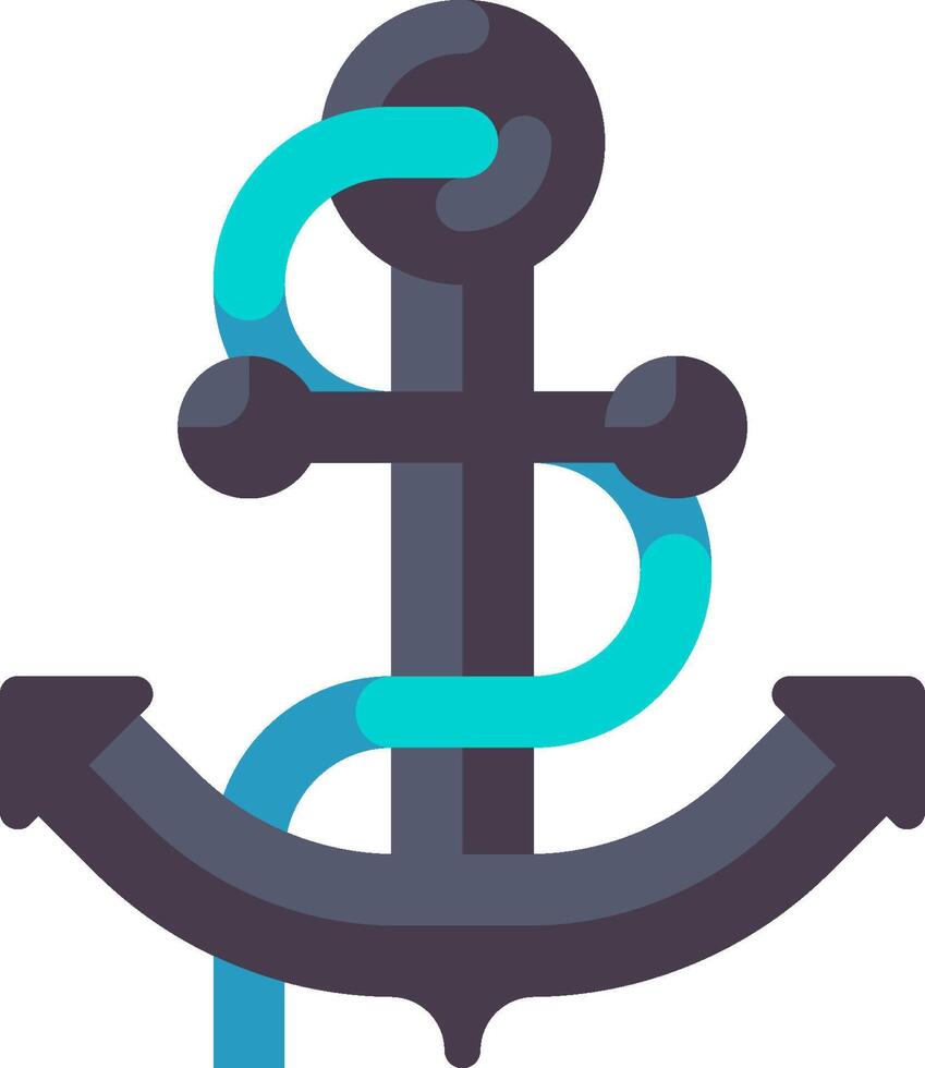 An anchor with a blue and green cord vector