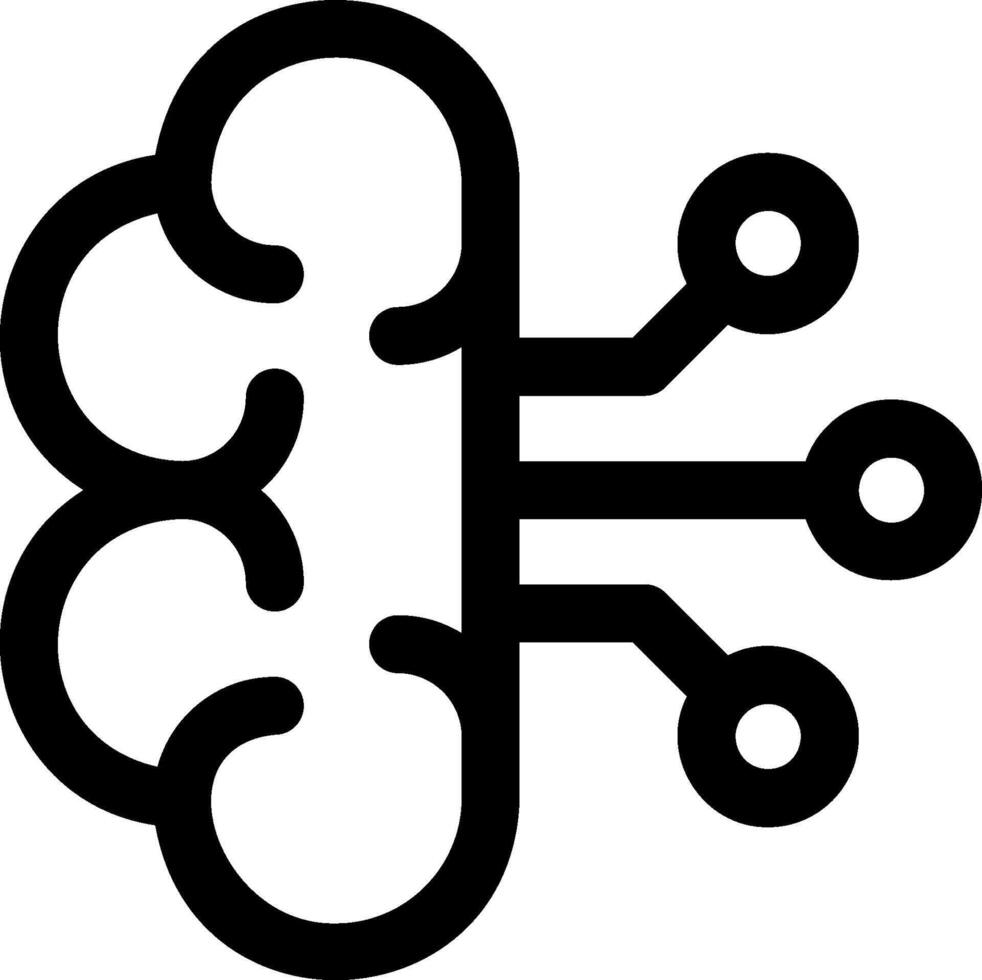 A black and white image of a brain with two wires vector