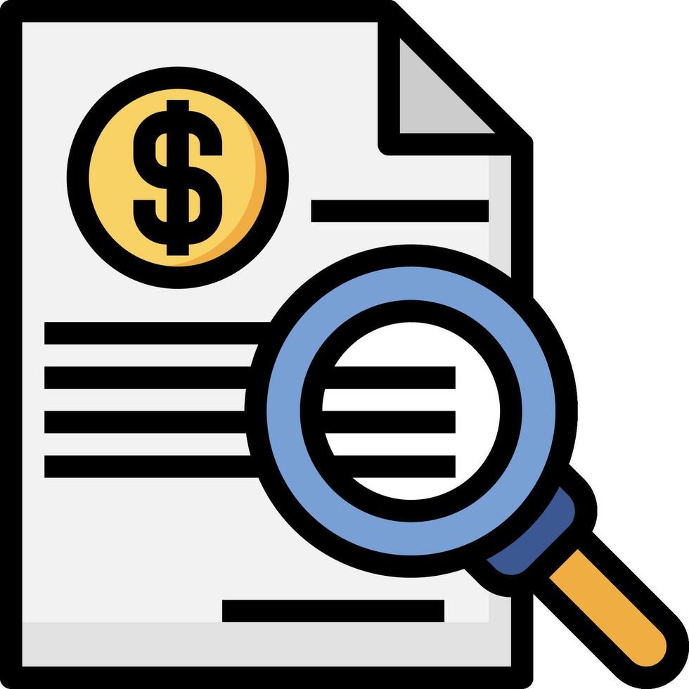 Document with dollar symbol and magnifying glass illustration vector