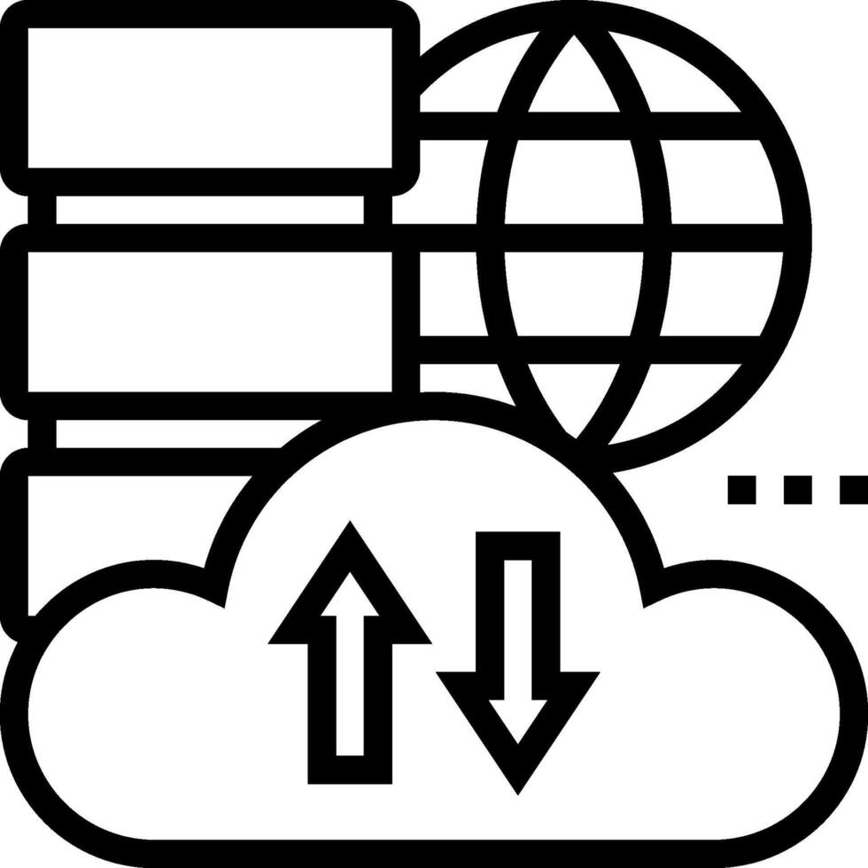 A cloud with a globe and arrows pointing to it vector