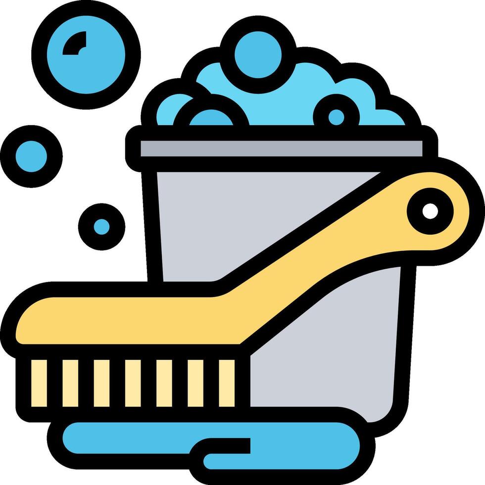 A bucket with a brush and soap in it vector