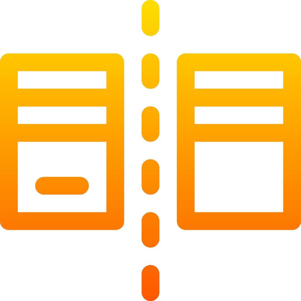 A yellow and orange icon with two books on it vector