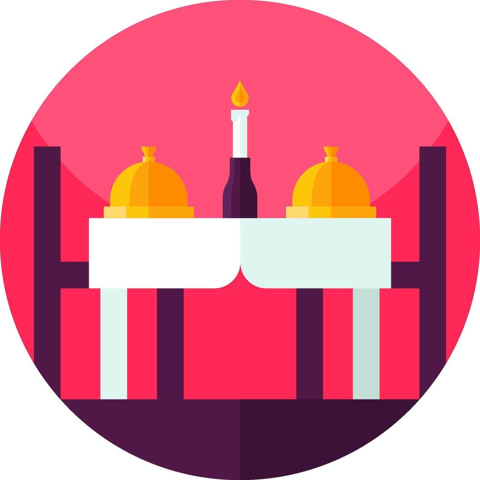 A flat icon of a table with two candles vector