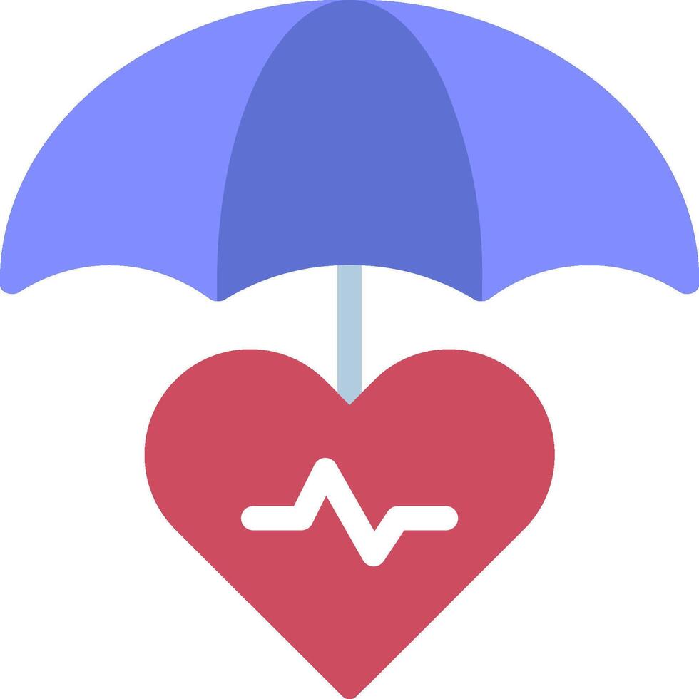 An umbrella with a heart and a heartbeat vector