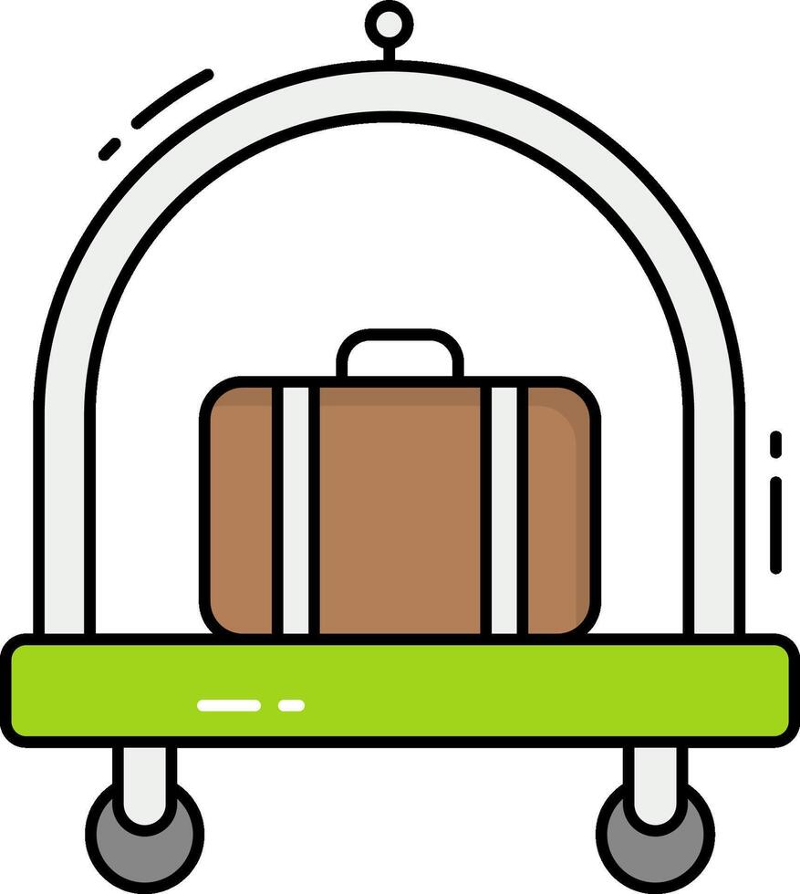 A luggage cart with a suitcase on it vector