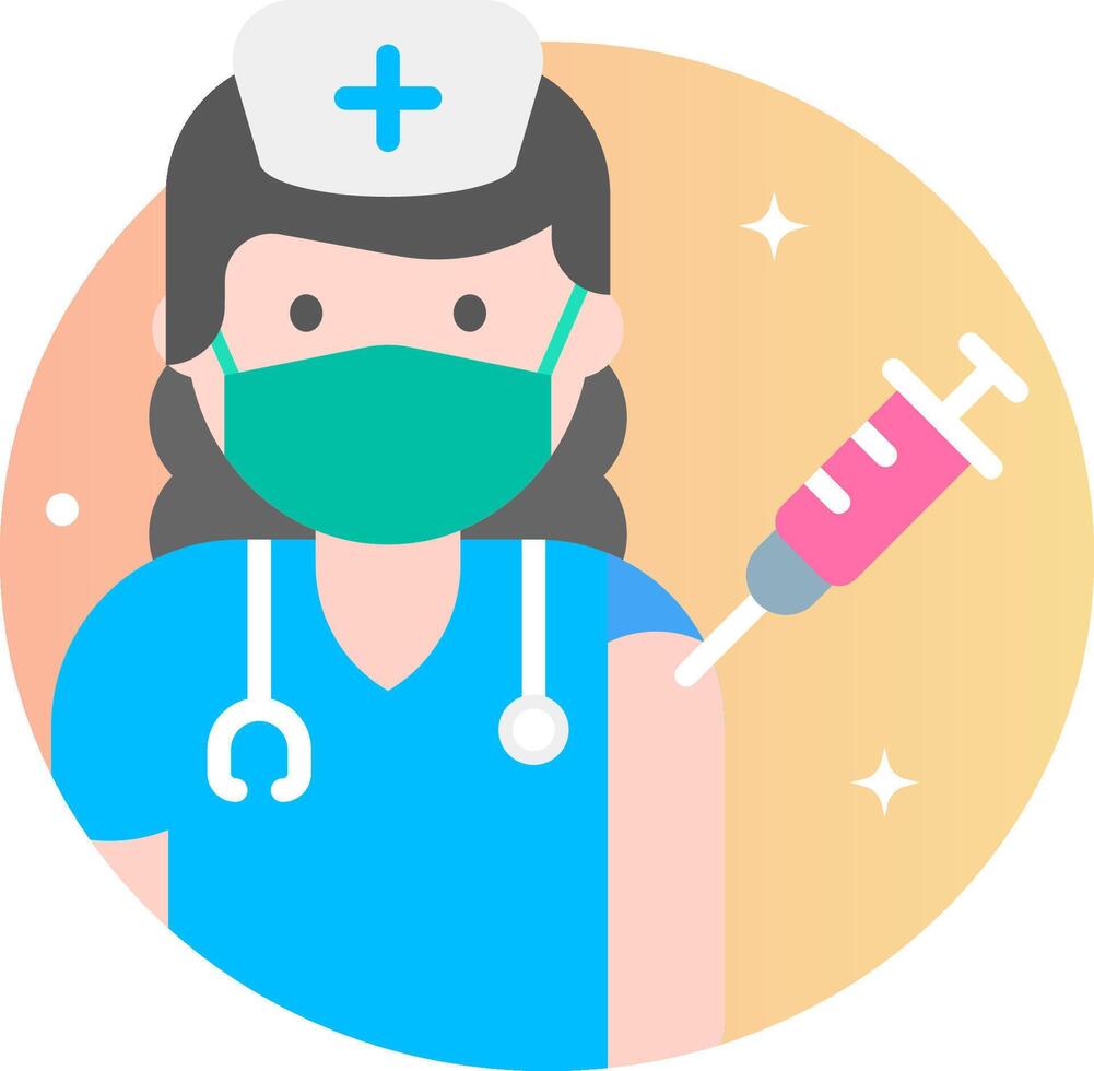 A nurse with a syringe and a mask vector