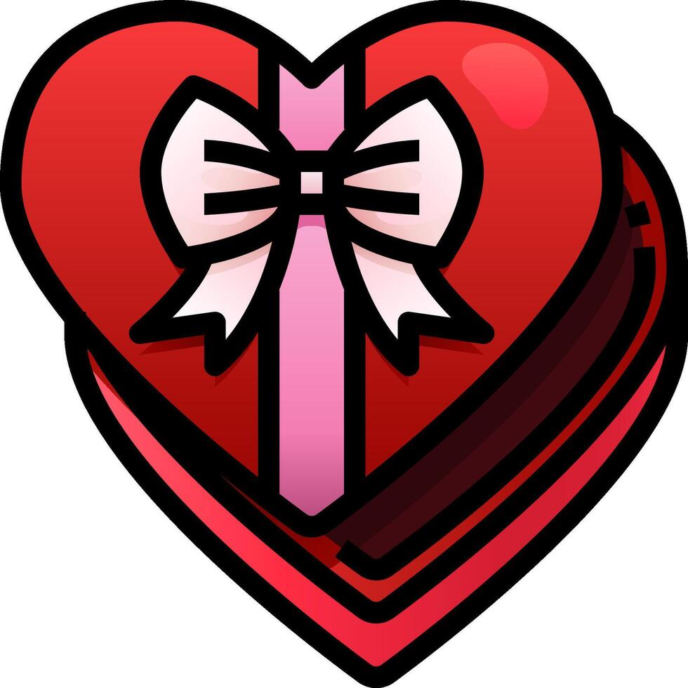 Heart shaped box with bow and ribbon vector