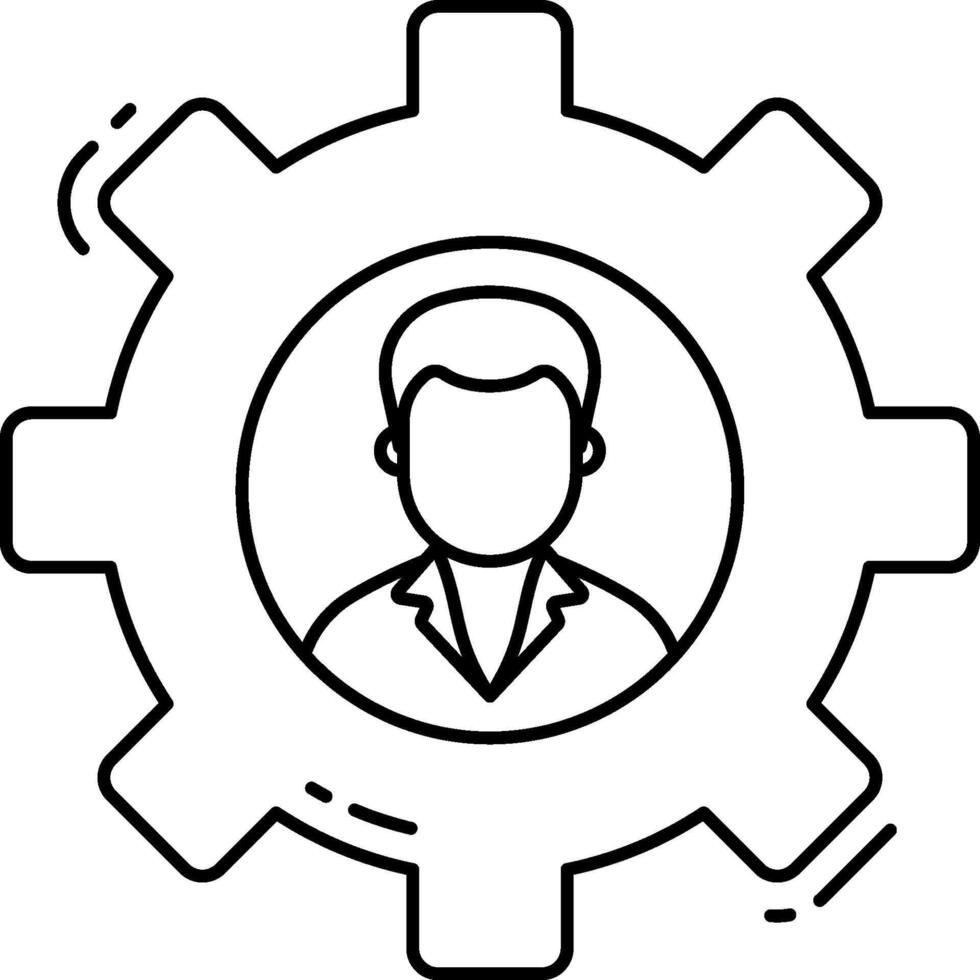 A person in a gearwheel icon vector