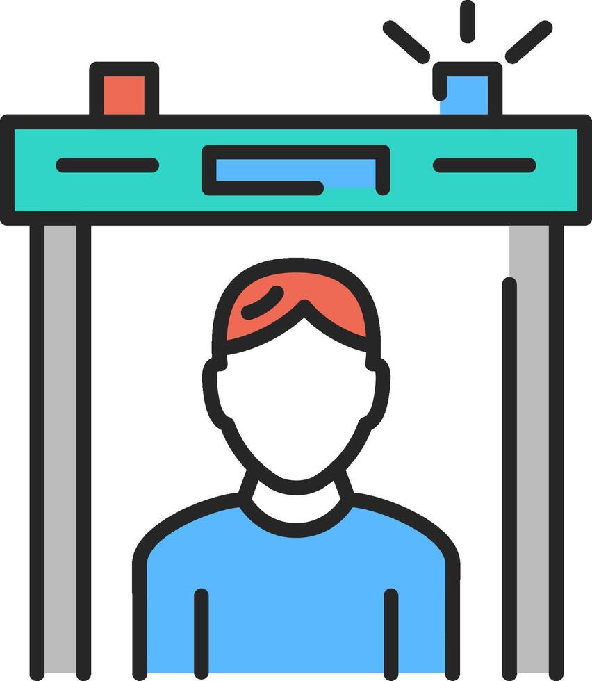A man is standing in front of a security scanner vector