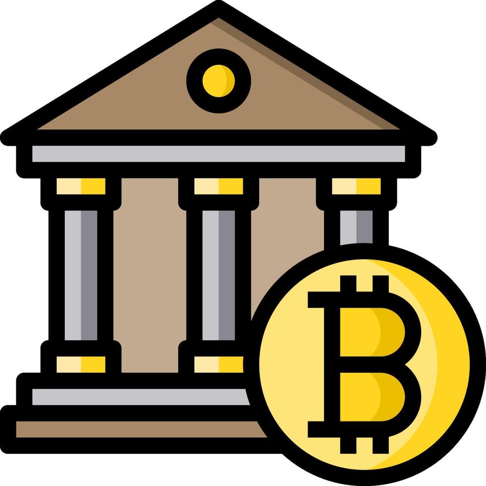 Bitcoin bank icon illustration vector
