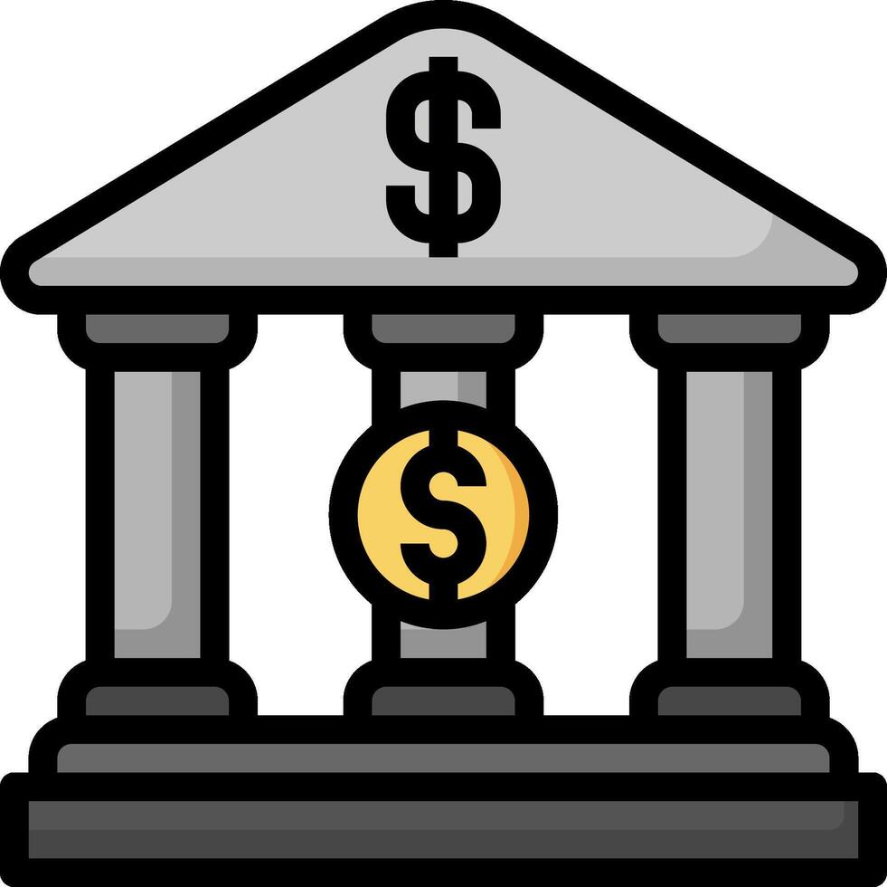 Bank building with dollar sign and columns vector