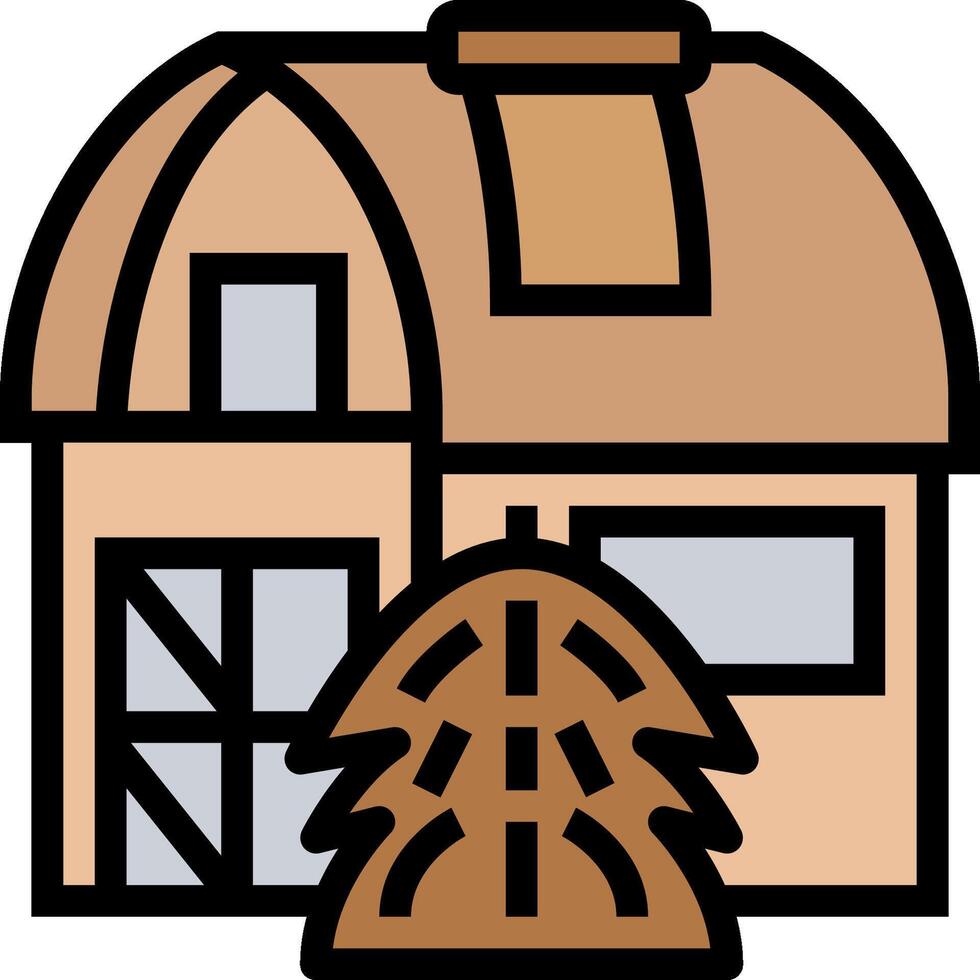 A barn with hay and a house vector